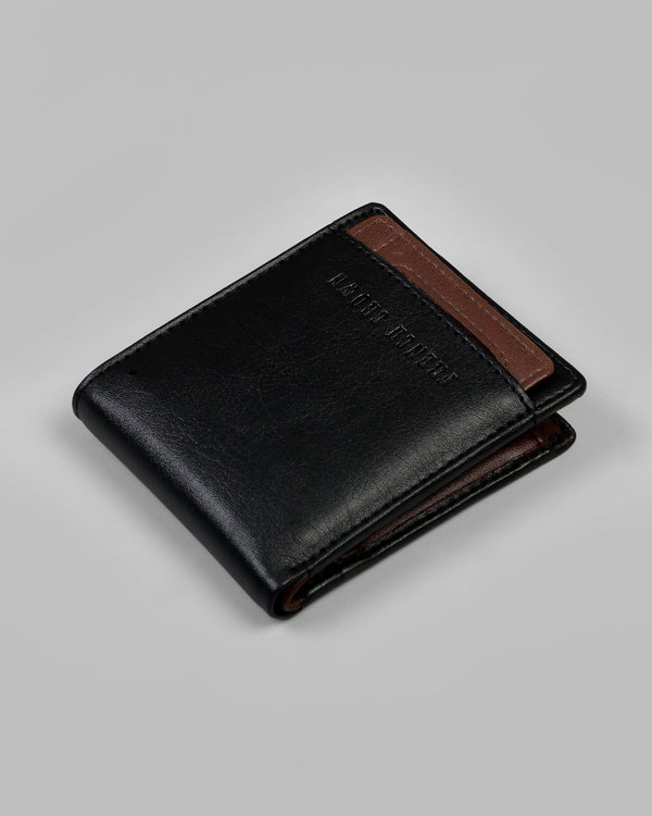 Black with Tan Vegan Leather Handcrafted Wallet and Card Holder Set WT27